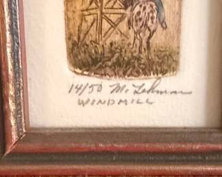 M. Lehman 'Windmill' Limited Edition Etching