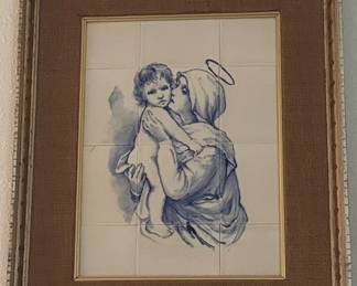Madonna and Child Ceramic Tile Mural by Giuseppe Tarantino