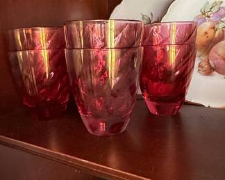 Vintage Ruby Red Swirl Tumblers