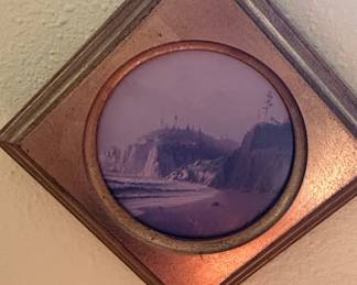 Vintage Toned Coastal Landscape in Diamond Frame