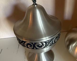 Vågå Norsk Tinn Pewter Covered Sugar Bowl