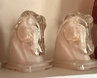 Vintage Federal Glass Horse Head Bookends