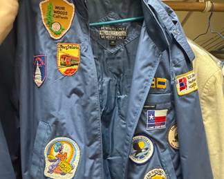 Vintage Members Only Jacket with Extensive Travel Souvenir Patches