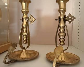 Interpur Brass Chamber Candlesticks with Push-Up Mechanism