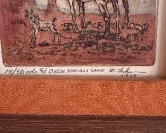 M. Lehn Etching, 'Over Navajo Land'