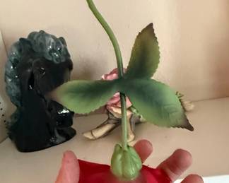 Capodimonte Porcelain Red Rose Sculpture
