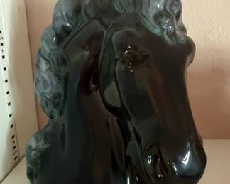 Royal Haeger Black Ceramic Horse Head Bookends