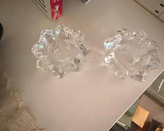 Clear Glass Snowflake Votive Candle Holders - Set of 2