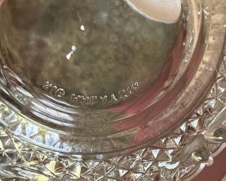 KIG Malaysia "Roses in Hearts" Pattern Clear Pressed Glass Covered Candy Dish