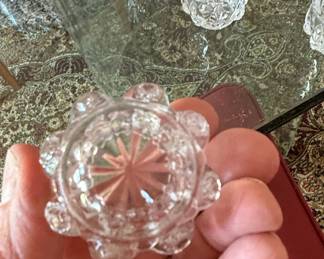 Vintage Cut Crystal Individual Salt Cellars - Starburst and Geometric Pattern