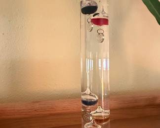 Vintage Glass Galileo Thermometer with Metal Tags