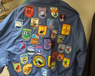 Vintage Members Only Jacket with Extensive Travel Souvenir Patches