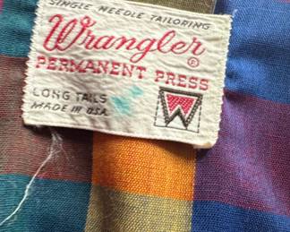 Vintage Wrangler "Long Tails" Permanent Press Plaid Western Shirt