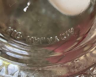 KIG Malaysia "Roses in Hearts" Pattern Clear Pressed Glass Covered Candy Dish