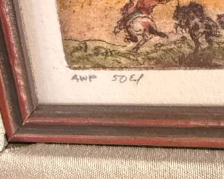 M. Lehmann 'Buffalo Hunt' Etching - Artist Proof