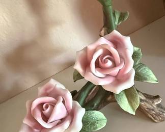 Andrea by Sadek Pink Roses with Bud Figurine