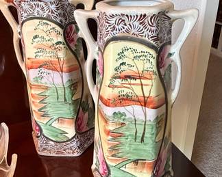 Pair of Royal Nishiki Hexagonal Ceramic Vases