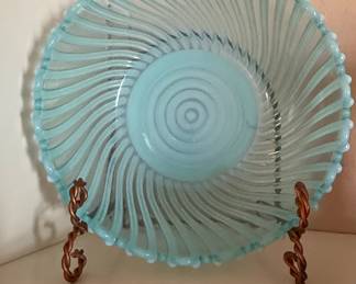 Vintage Jeannette Ultramarine Swirl Bowl