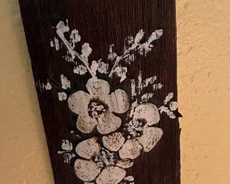 Hand-Painted Floral Wood Wall Plaque