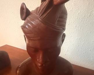 Hand-Carved Balinese Wooden Bust of a Man