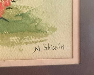 M. Ghiselin Watercolor Floral Painting