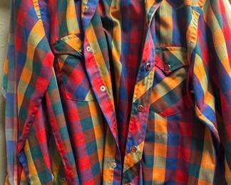 Vintage Wrangler "Long Tails" Permanent Press Plaid Western Shirt