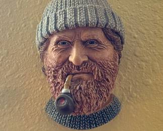 Vintage Bossons Fisherman Chalkware Wall Plaque