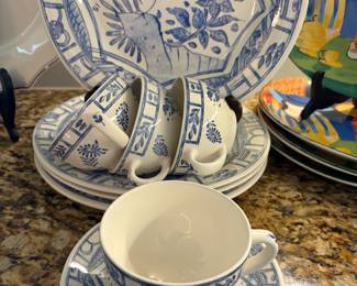 Gien Oiseau France Bleu Plates