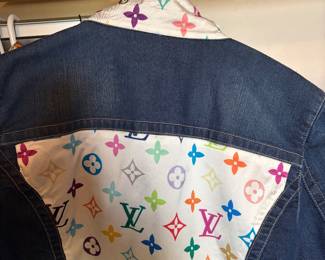 Handmade Jean Jackets with sewn in faux Louis Vuitton Scarves