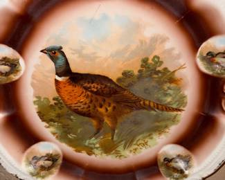 Antique Hand Painted Cabinet Plate Ring Necked Pheasant
