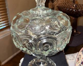 Vintage L.E. Smith Moon and Stars Large Compote with lid