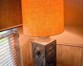 Large Heavy Brass Asian Lamp