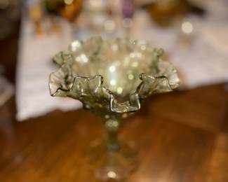 Vintage Fenton Colonial Green Compote