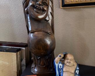 Vintage Wooden Happy Buddha Figure