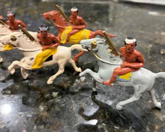 Vintage Barclay Manoil Cast Lead Horse Mounted American Indians