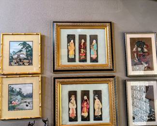 Asian art framed and matted