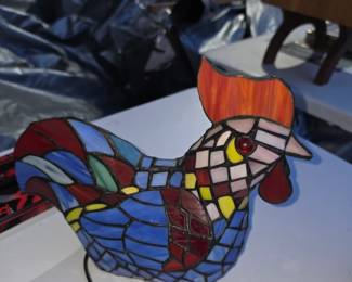 Stain Glass Rooster Lamp