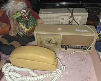 Antique radios and push button phone