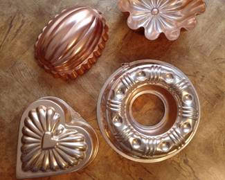 Copper Jello molds, set of four