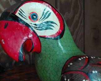 Painted ceramic parrot figure
