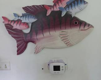 Painted wood fish wall art