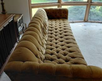 Long tufted velvet sofa