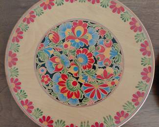 Folk art hand painted floral plate