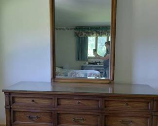 Dresser with attached mirror