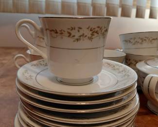 China teacups and saucers, stacked