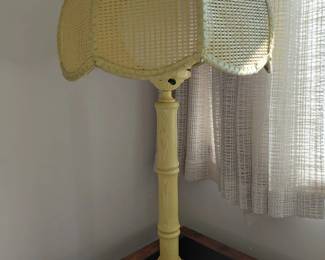 Brass floor lamp with pleated shade