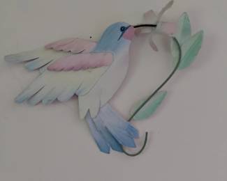 Hummingbird and flower metal wall art