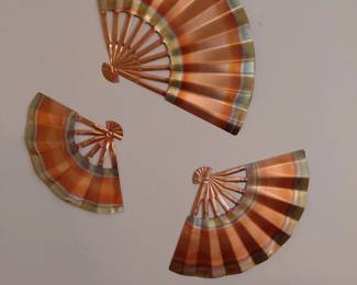 Decorative folding fans, wall grouping
