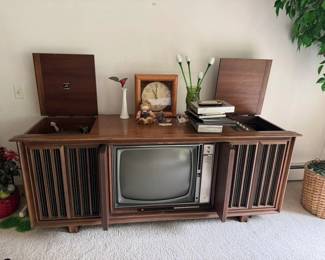 RCA Victor console with television and turntable, lids open