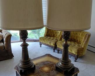 Pair of brass table lamps